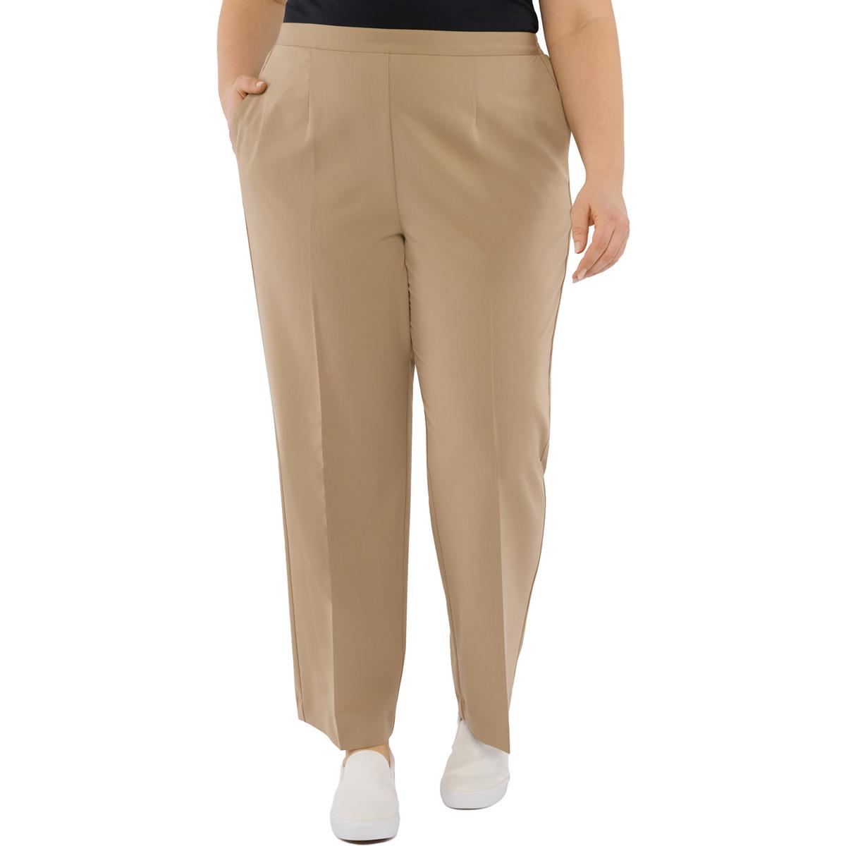 Alfred Dunner Plus Womens Flat Front Tapered Trouser Pants