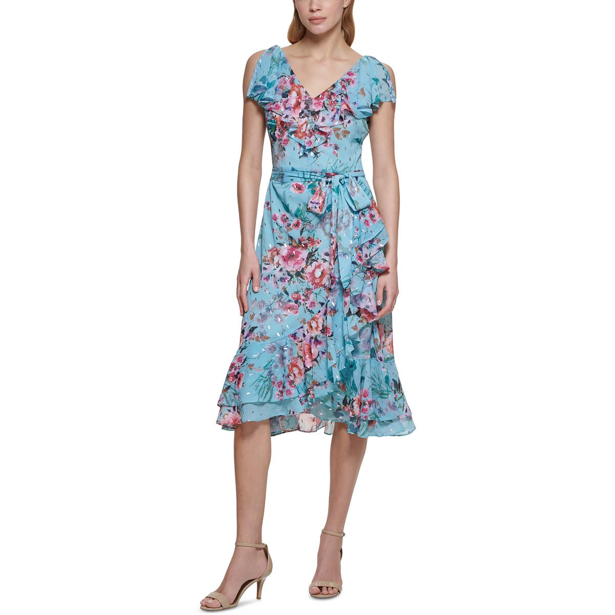 Eliza J Womens Floral Calf Midi Dress