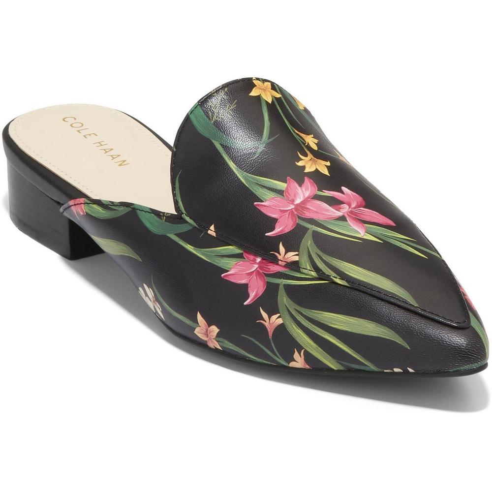 Cole Haan Piper Womens Faux Leather Floral Print Mules