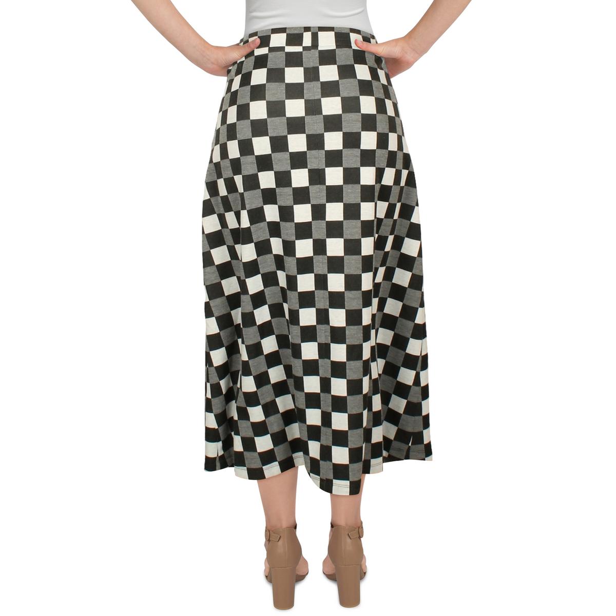 Anne Klein Womens Checkered Jacquard Midi Skirt