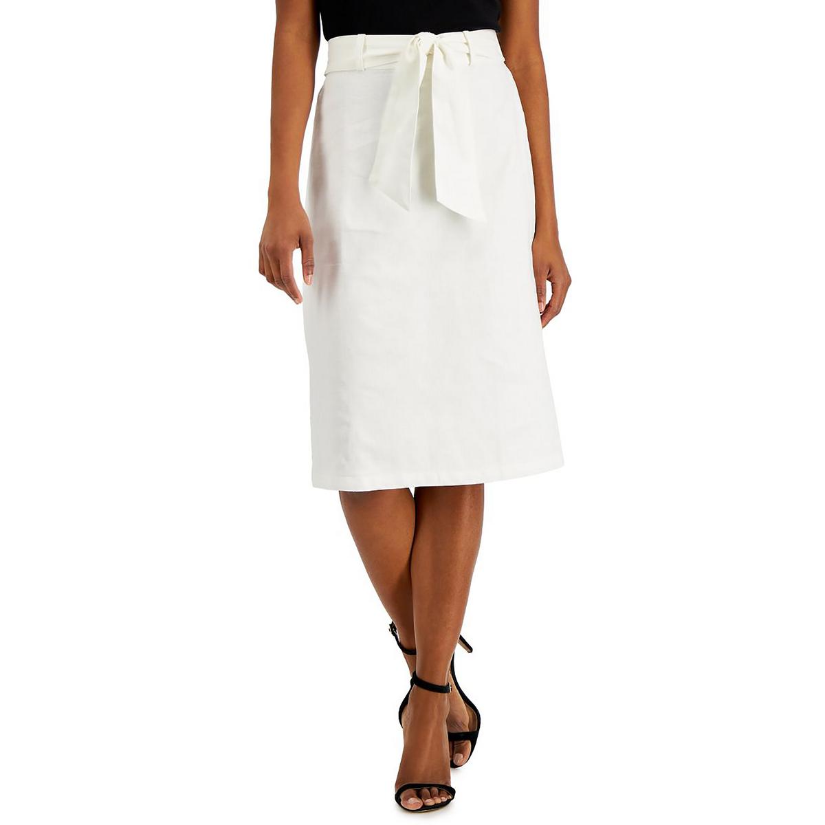 Anne Klein Womens Linen Blend Knee-Length A-Line Skirt
