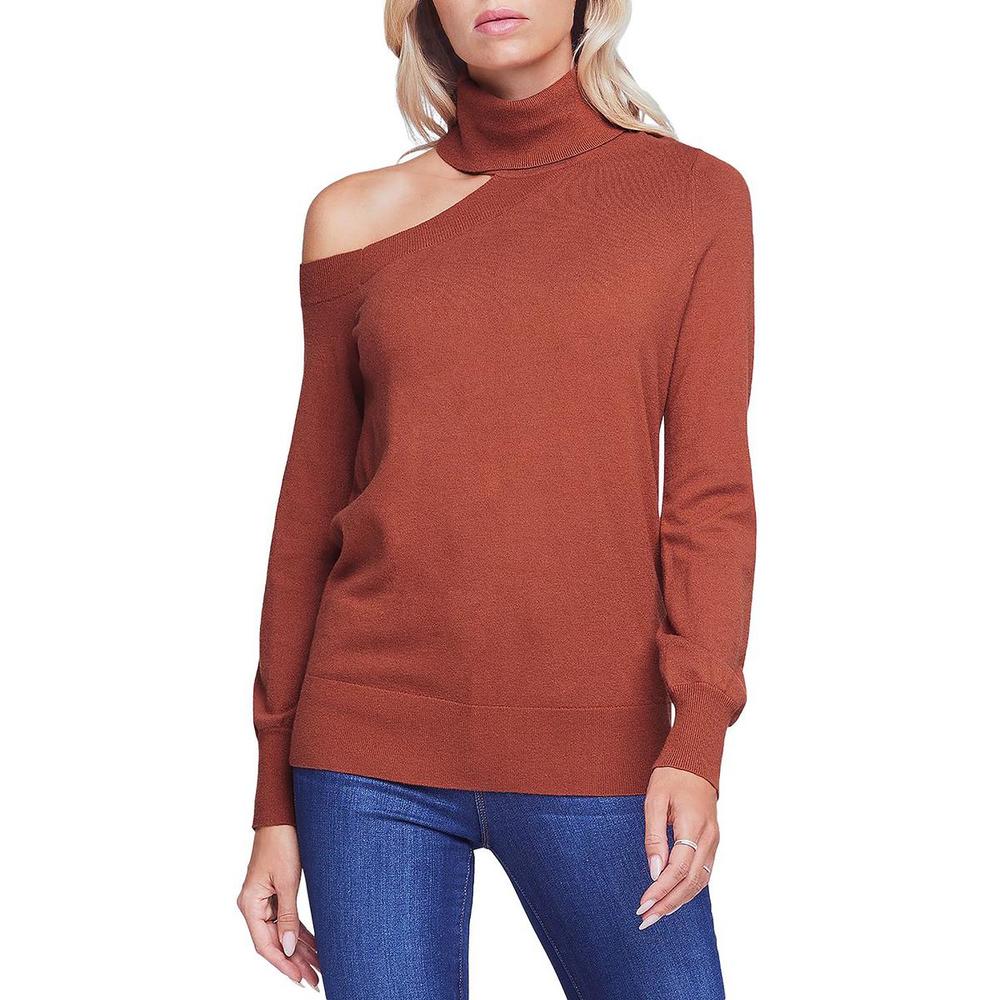 L'Agence Easton Womens Ribbed Trim One Shoulder Sweater