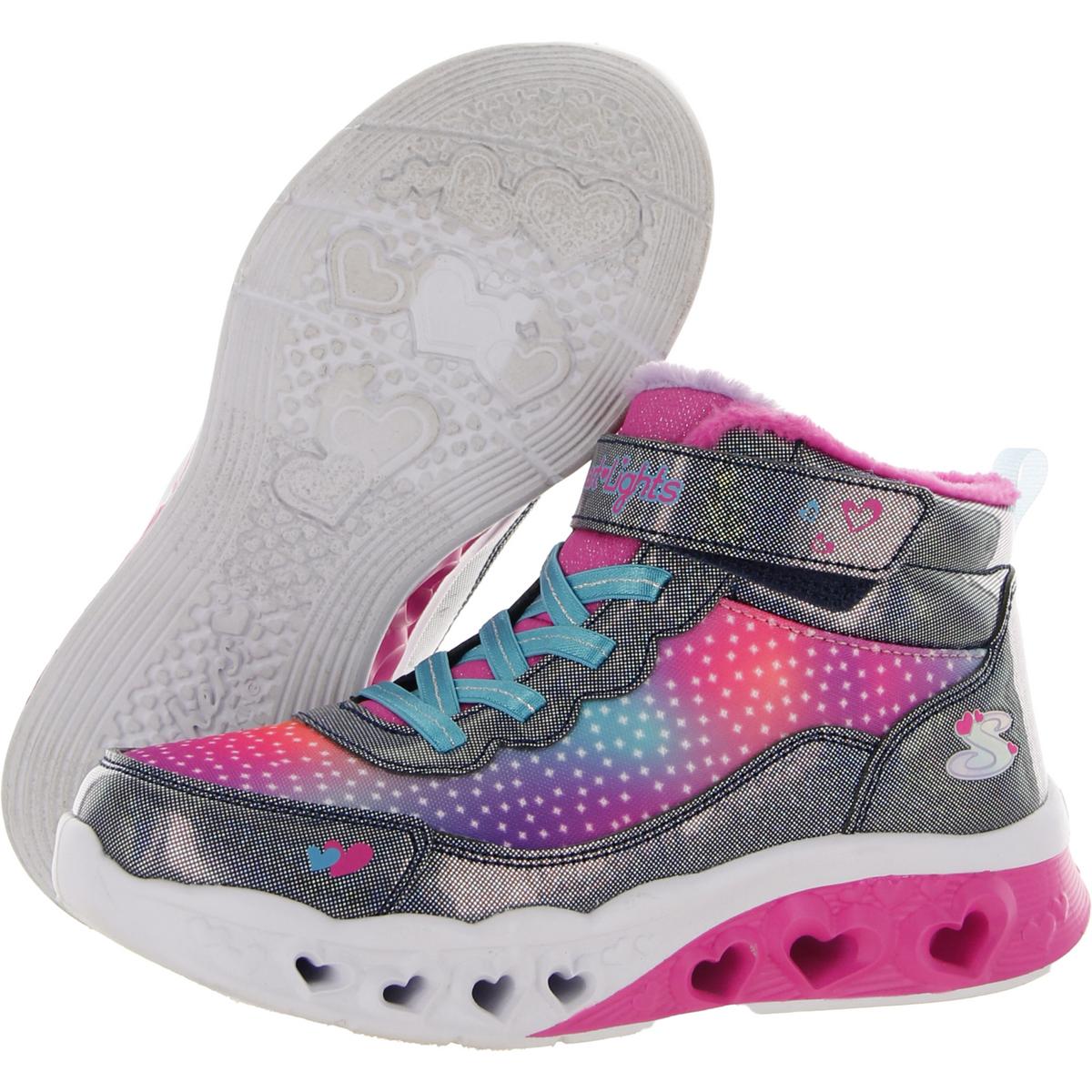 Skechers Simple Amor Girls Faux Fur High Top Light-Up Shoes