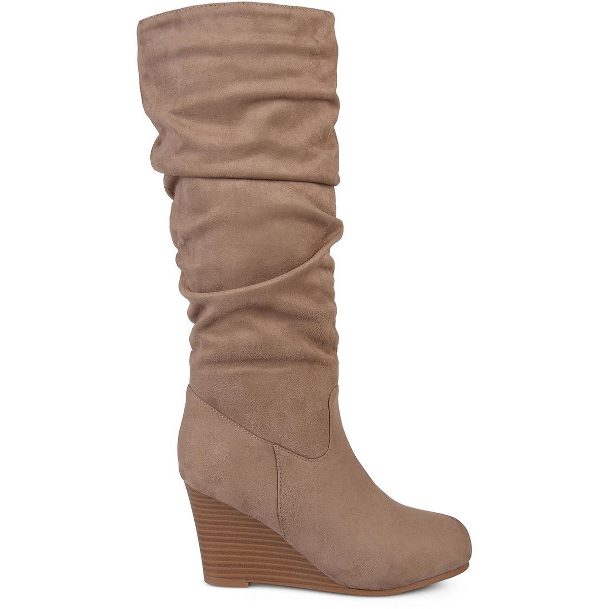 Journee Collection Haze Womens Faux Suede Wide Calf Mid-Calf Boots