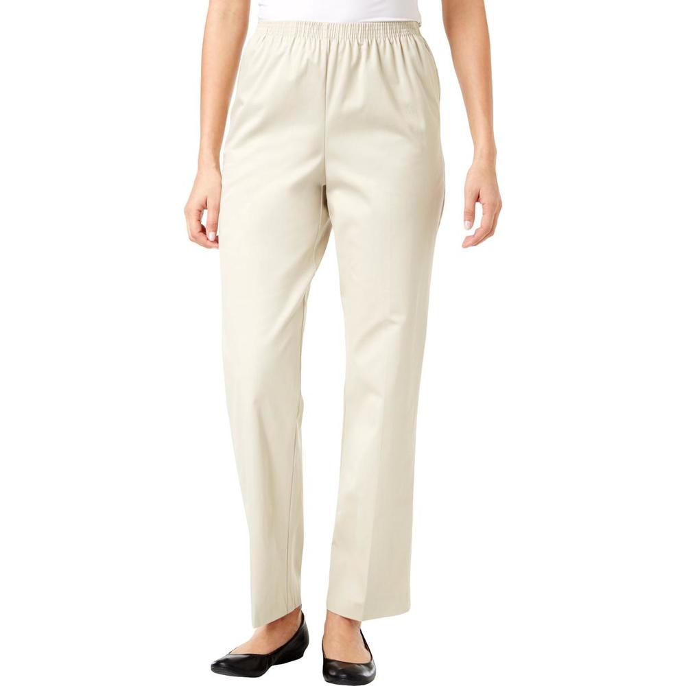 Alfred Dunner Womens Flat Front Elastic Waist Casual Pants