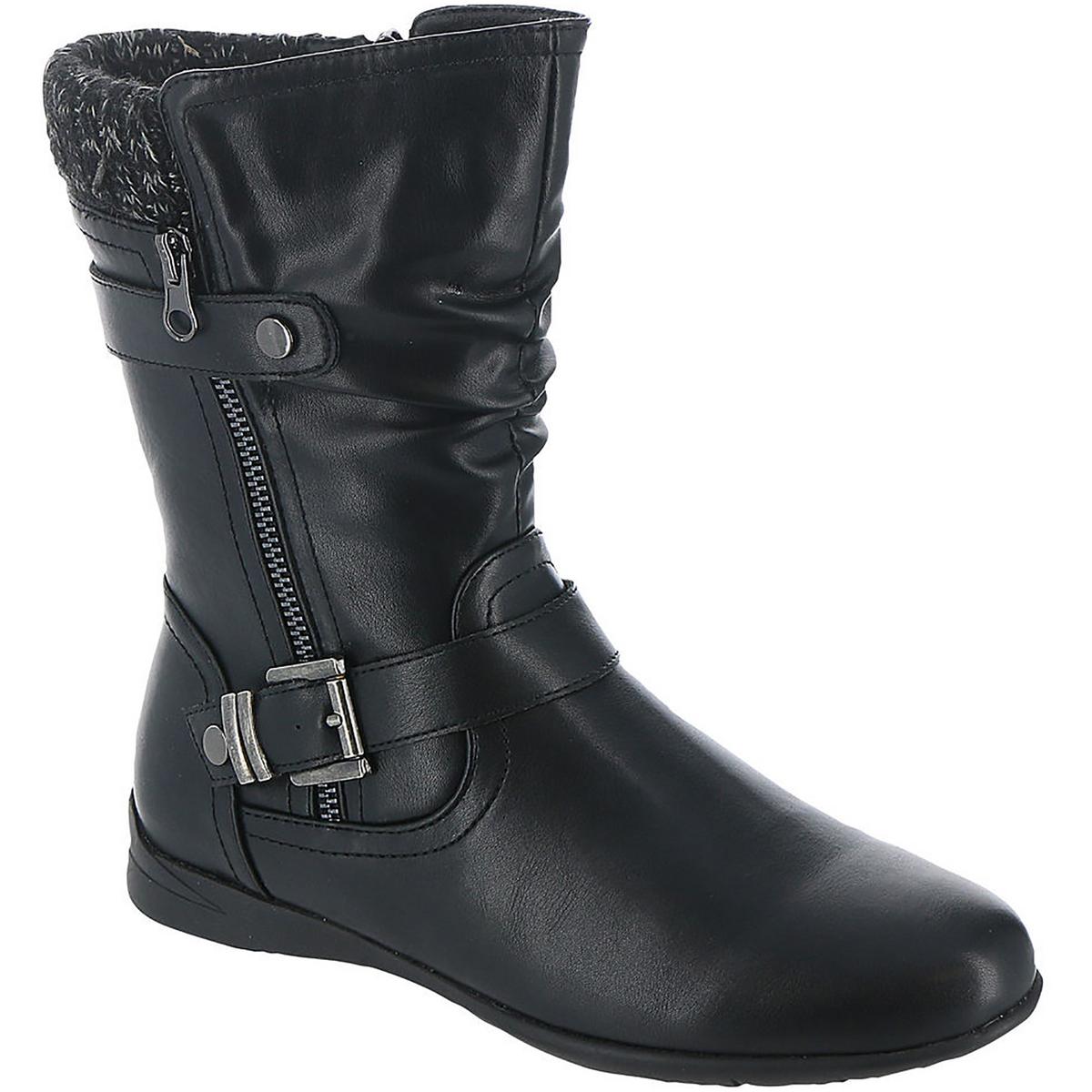 Wanderlust Phyllis Womens Faux Leather Zip Up Mid-Calf Boots