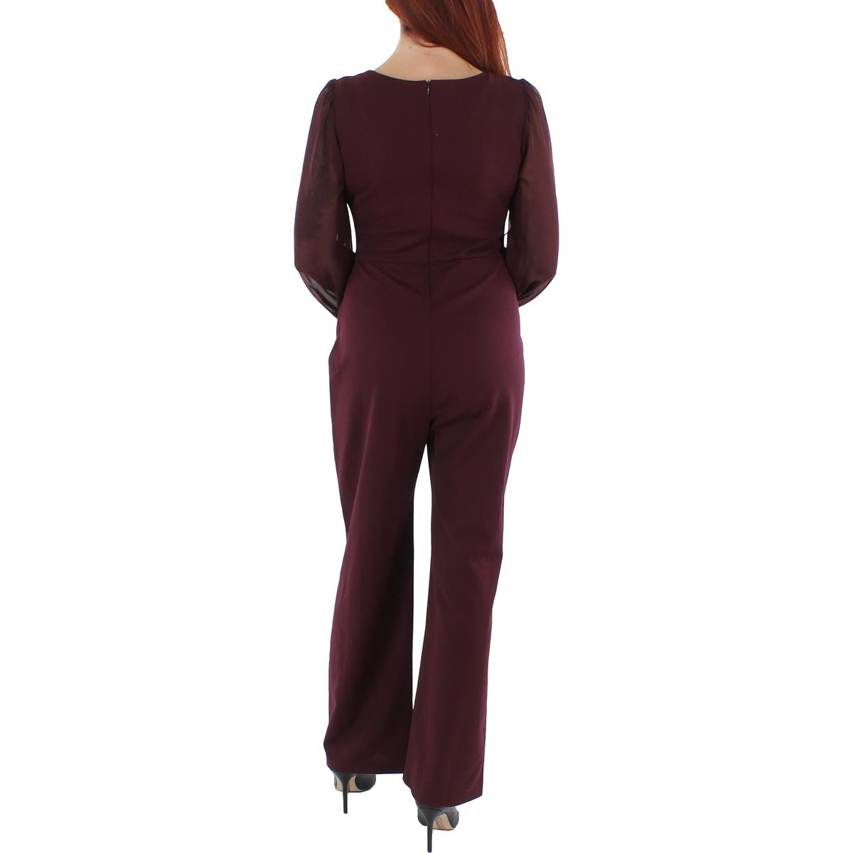 Connected Apparel Womens Sheer Boatneck Jumpsuit