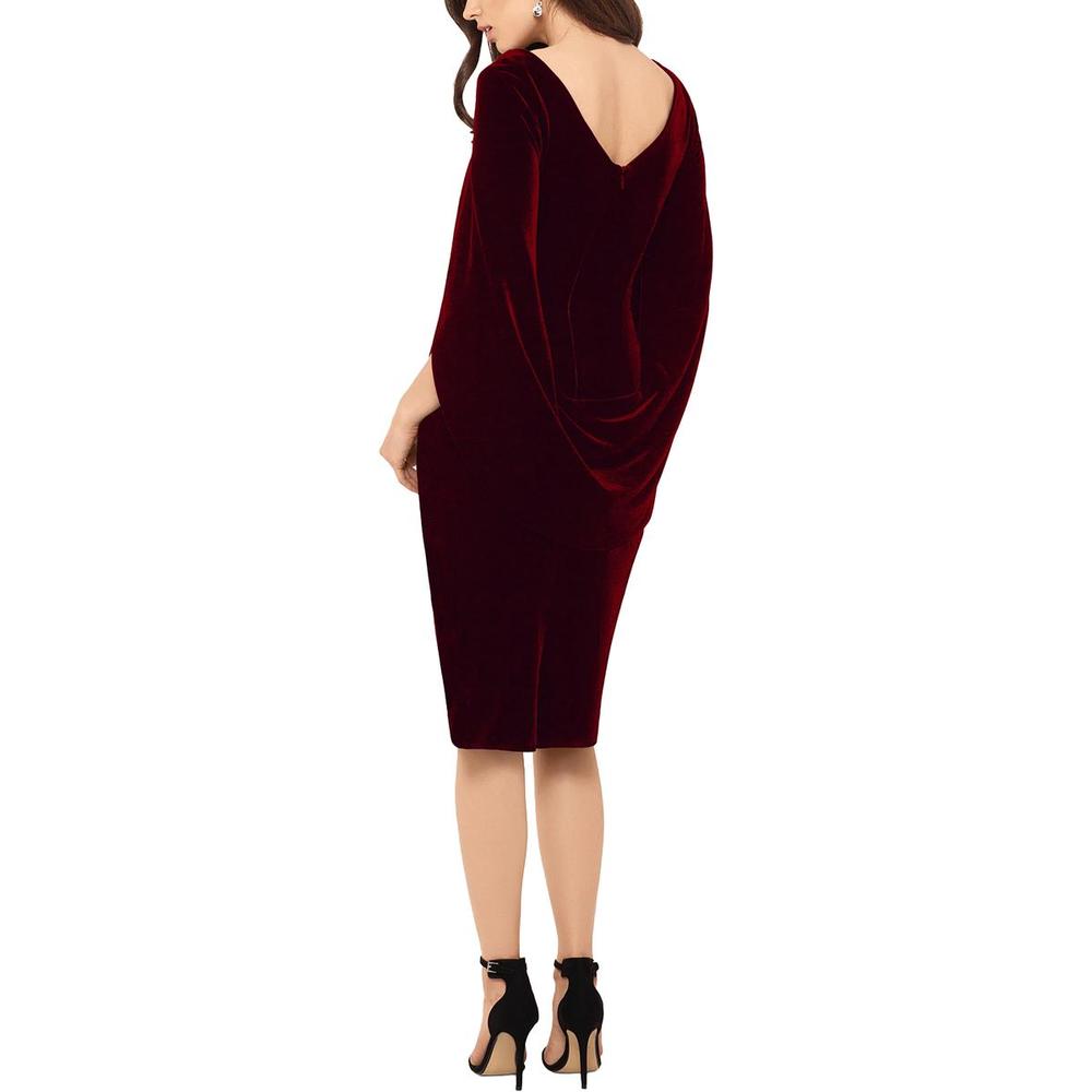 B&A by Betsy and Adam Womens Velvet Cape Midi Dress