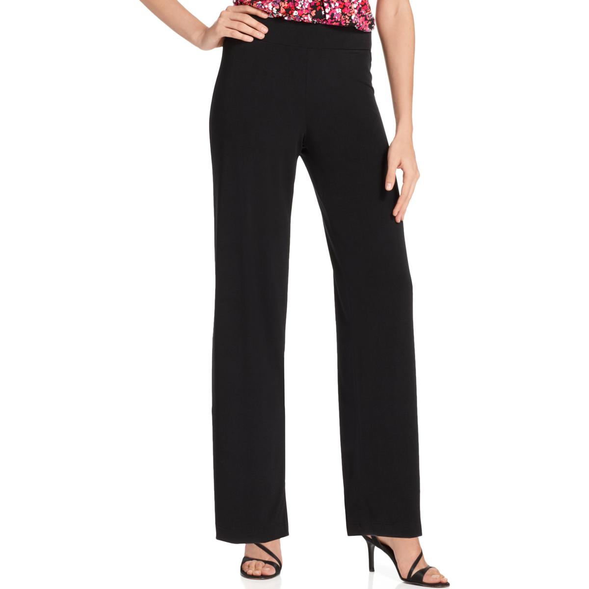 NY Collection Petites Womens Wide Leg Pull On Palazzo Pants