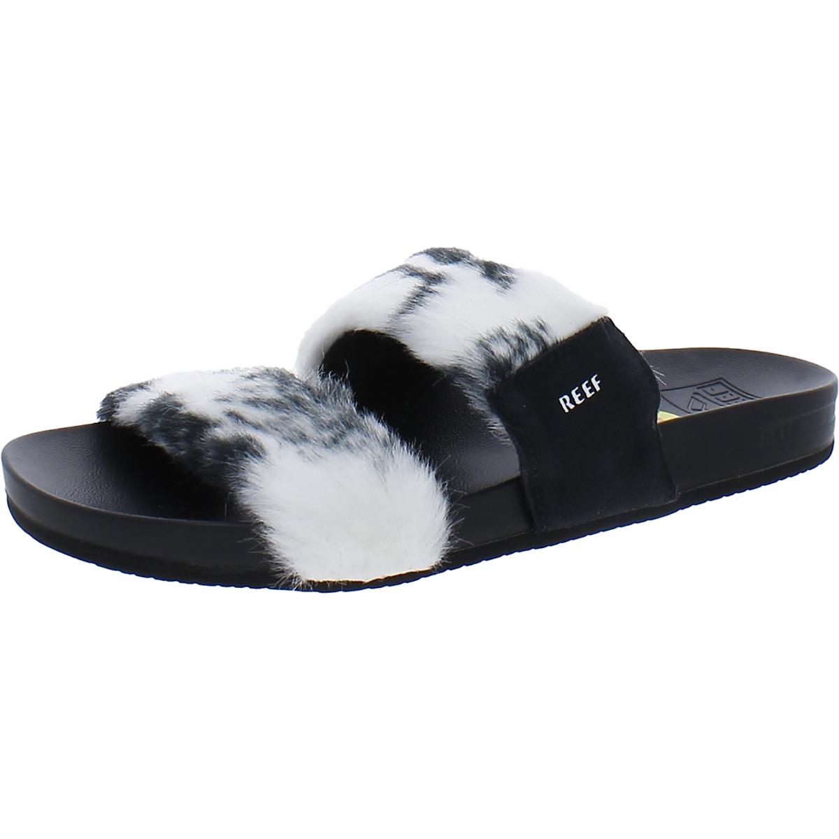 Reef Cushion Vista Cozy Womens Faux Fur Slip On Slide Sandals