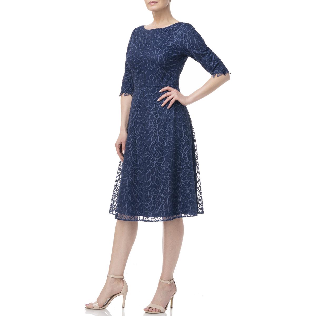 JS Collections Sophia Womens Embroidered Midi Cocktail and Party Dress