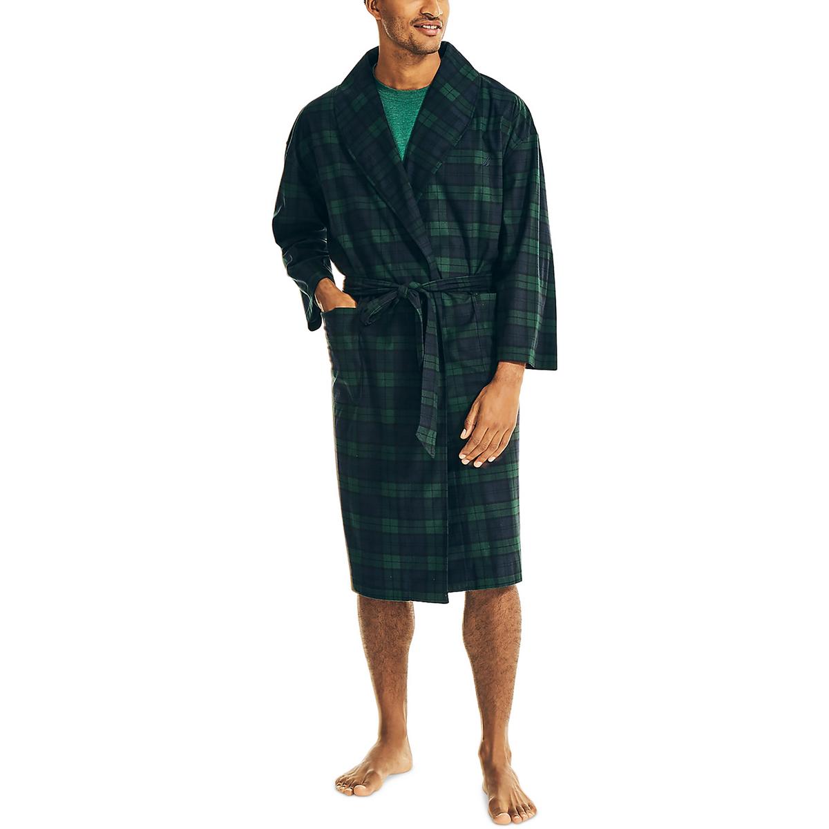 Nautica Sleepwear Mens PLaid Soft Long Robe