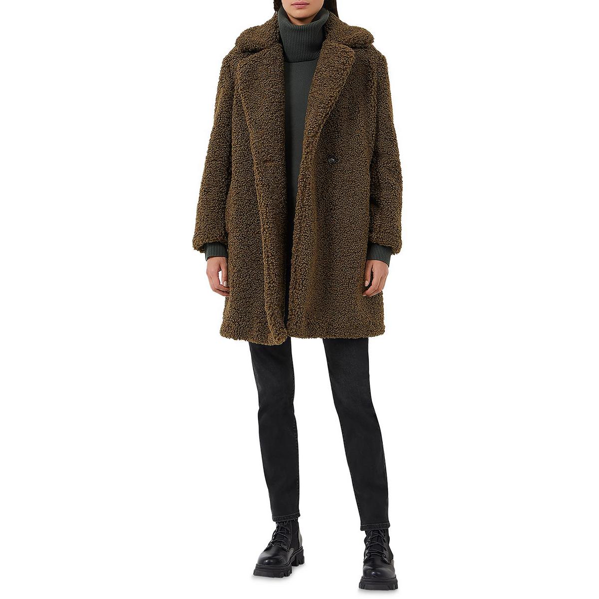 French Connection Callie Iren Borg Womens Mid-Length Oversize Faux Fur Coat