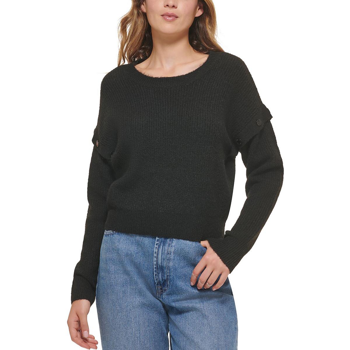 DKNY Womens Drop Shoulder Crewneck Pullover Sweater