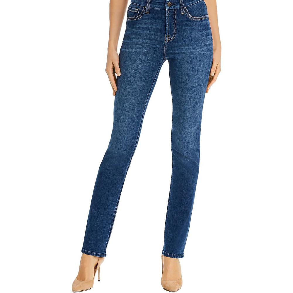 Jen7 Womens Mid-Rise Denim Straight Leg Jeans