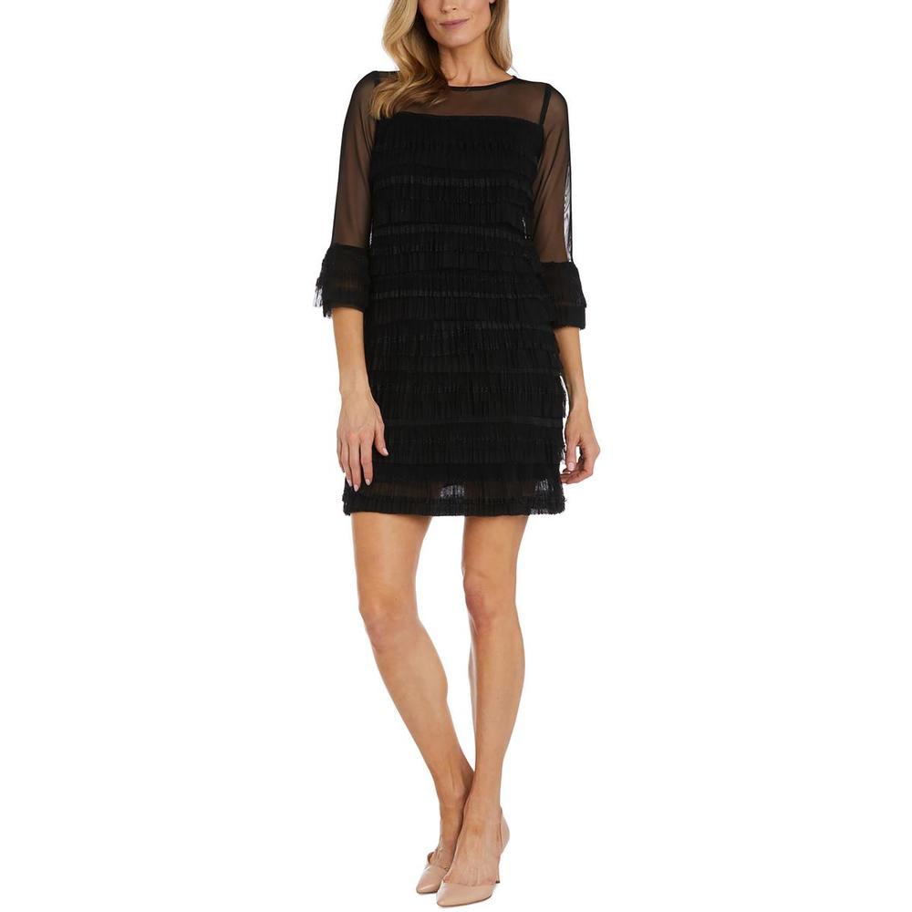 R&M Richards Petites Womens Tiered Mini Cocktail and Party Dress
