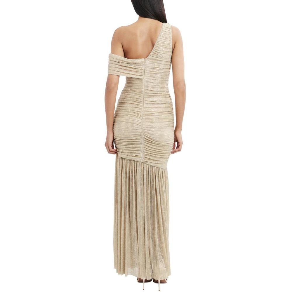 BCBG Lillian Womens Metallic One Shoulder Evening Dress