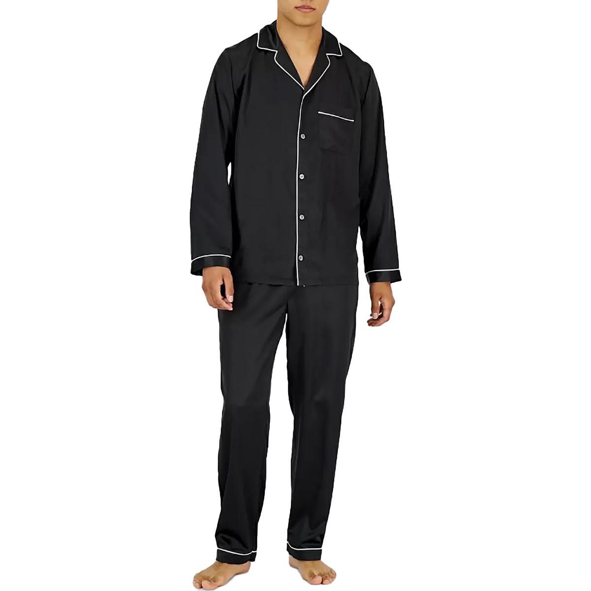 International Concepts Mens Satin Cozy Two-Piece Pajamas