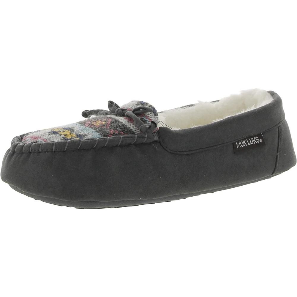 Muk Luks Jaylah Womens Faux Suede Slip On Moccasin Slippers