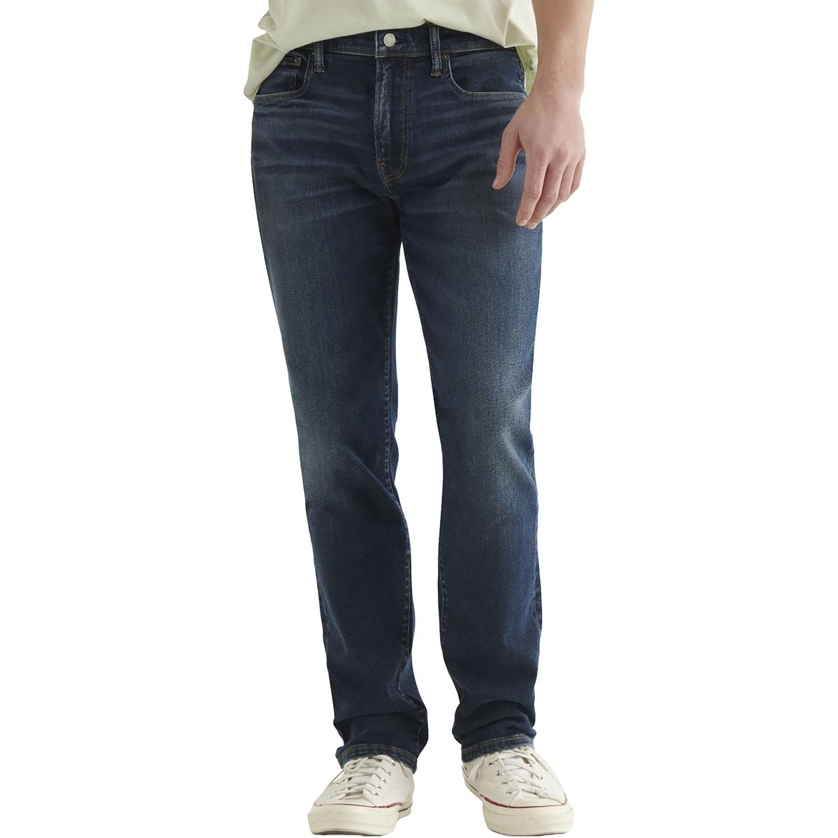 Lucky Brand Mens Mid Rise Faded Straight Leg Jeans