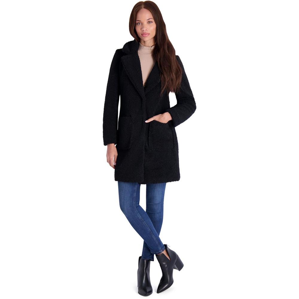 French Connection Womens Teddy Faux Shearling Faux Fur Coat