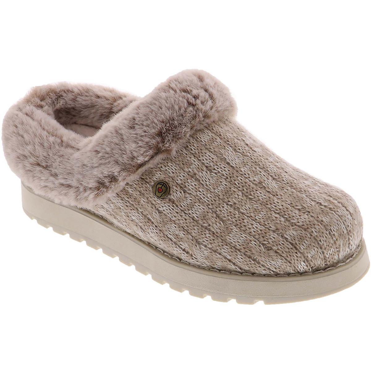 Skechers Keepsakes Ice Angel Womens Cable Knit Faux Fur Clog Slippers