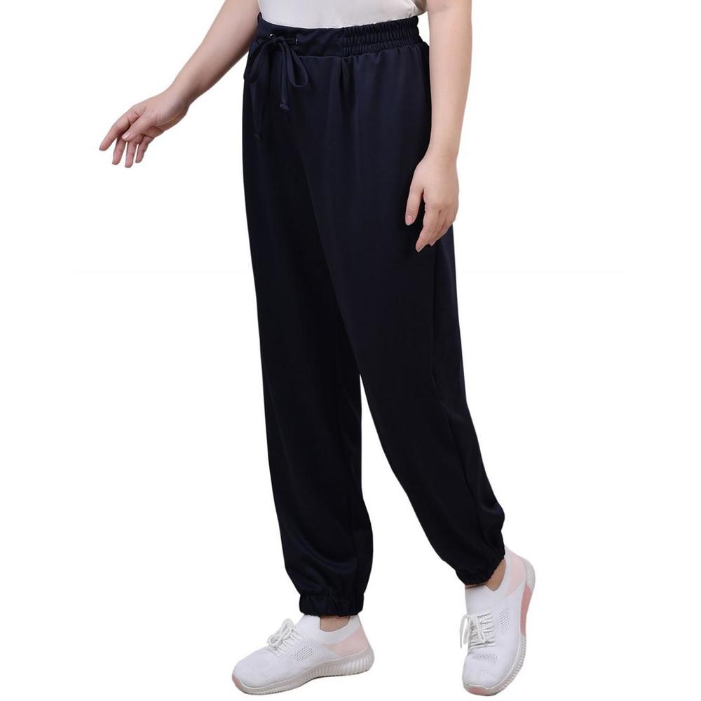 NY Collection Petites Womens Crepe Mid Rise Jogger Pants