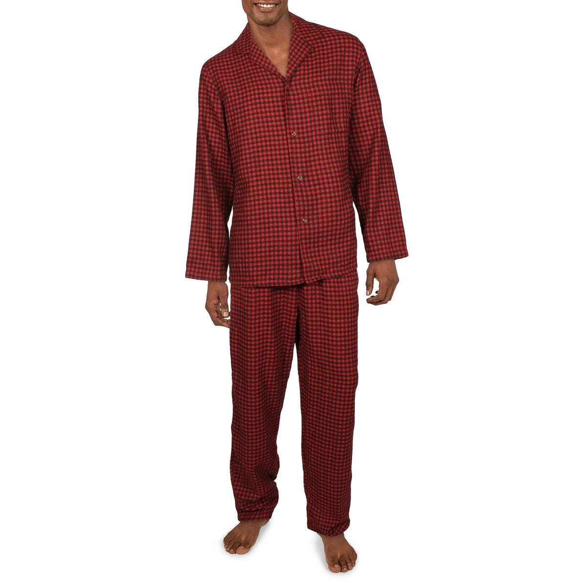 CLUB ROOM Mens Flannel Button Front Pajama Sets