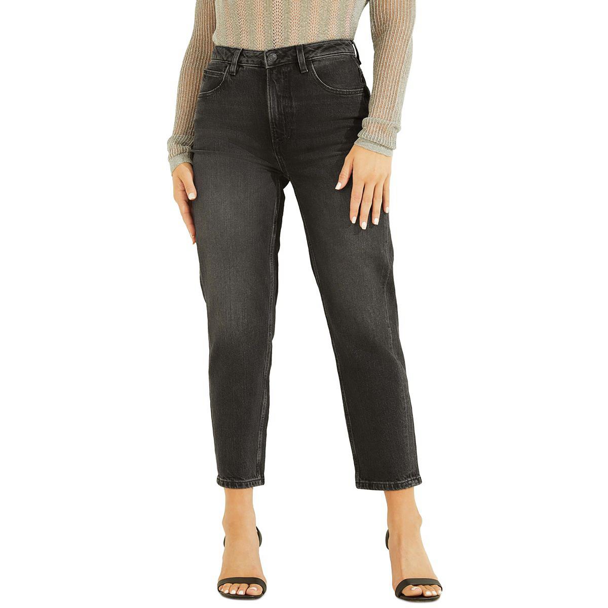 Guess Womens High Rise Tapered Mom Jeans