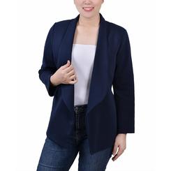 NY Collection Petites Womens Drapey Business Open-Front Blazer