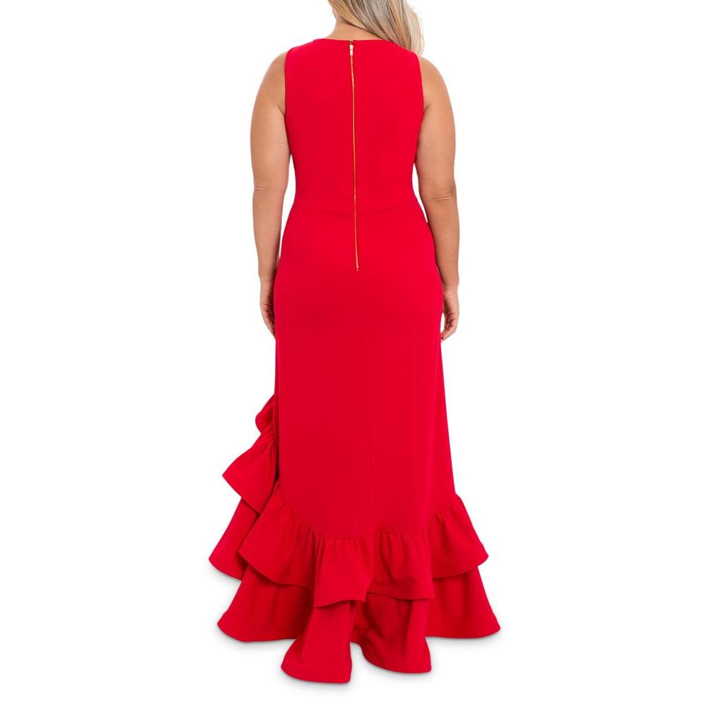 B&A by Betsy and Adam Plus Womens Ruffled Hi-Low Evening Dress