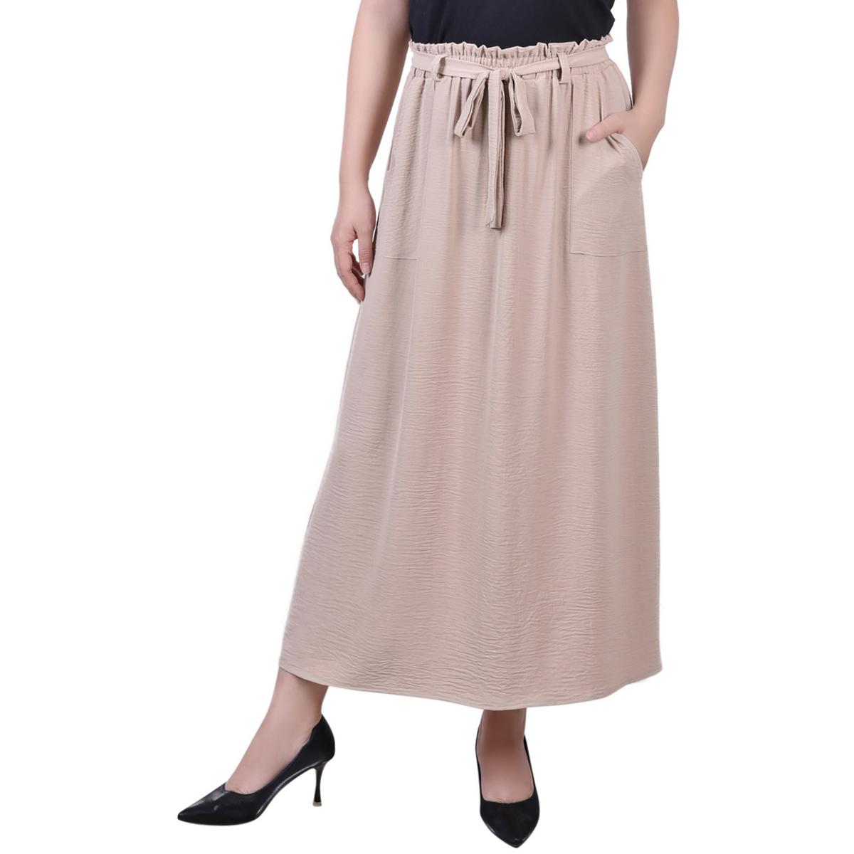 NY Collection Petites Womens Textured Maxi A-Line Skirt