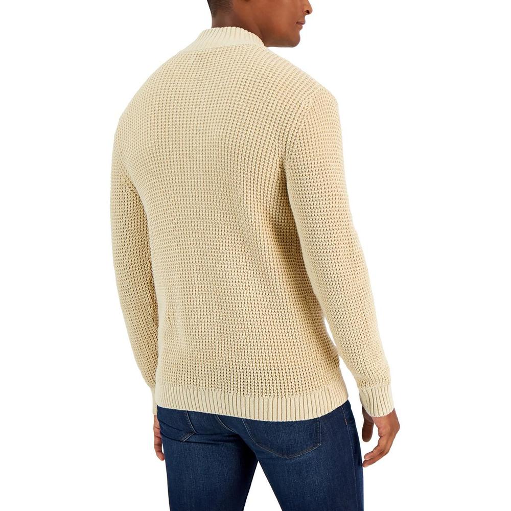 CLUB ROOM Mens Chunky Waffle Knit Cardigan Sweater