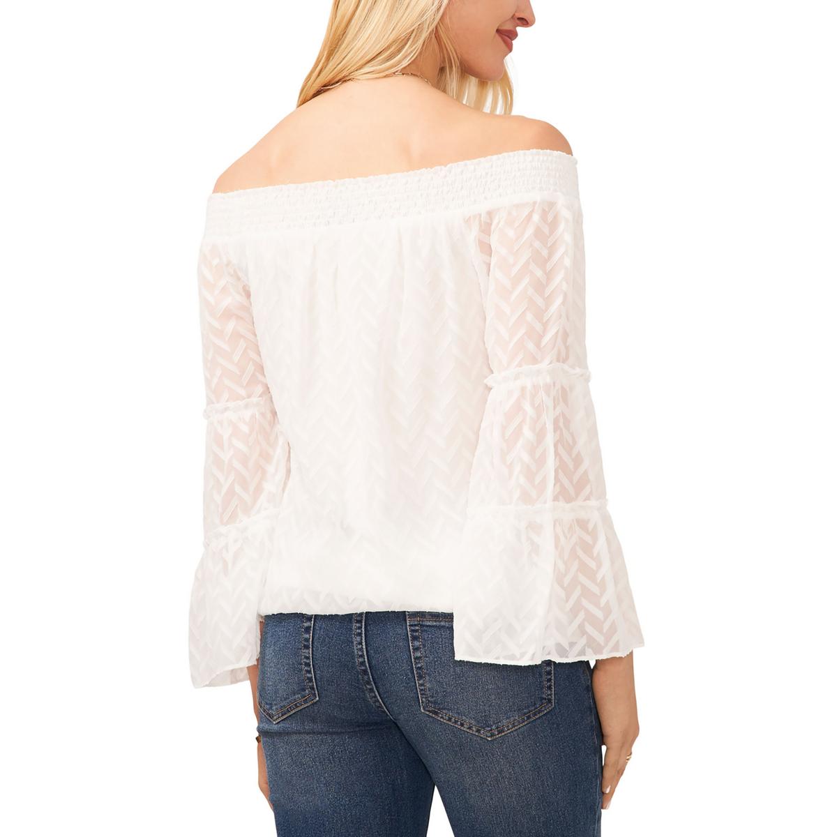 Sam and Jess Womens Chiffon Off-The-Shoulder Blouse