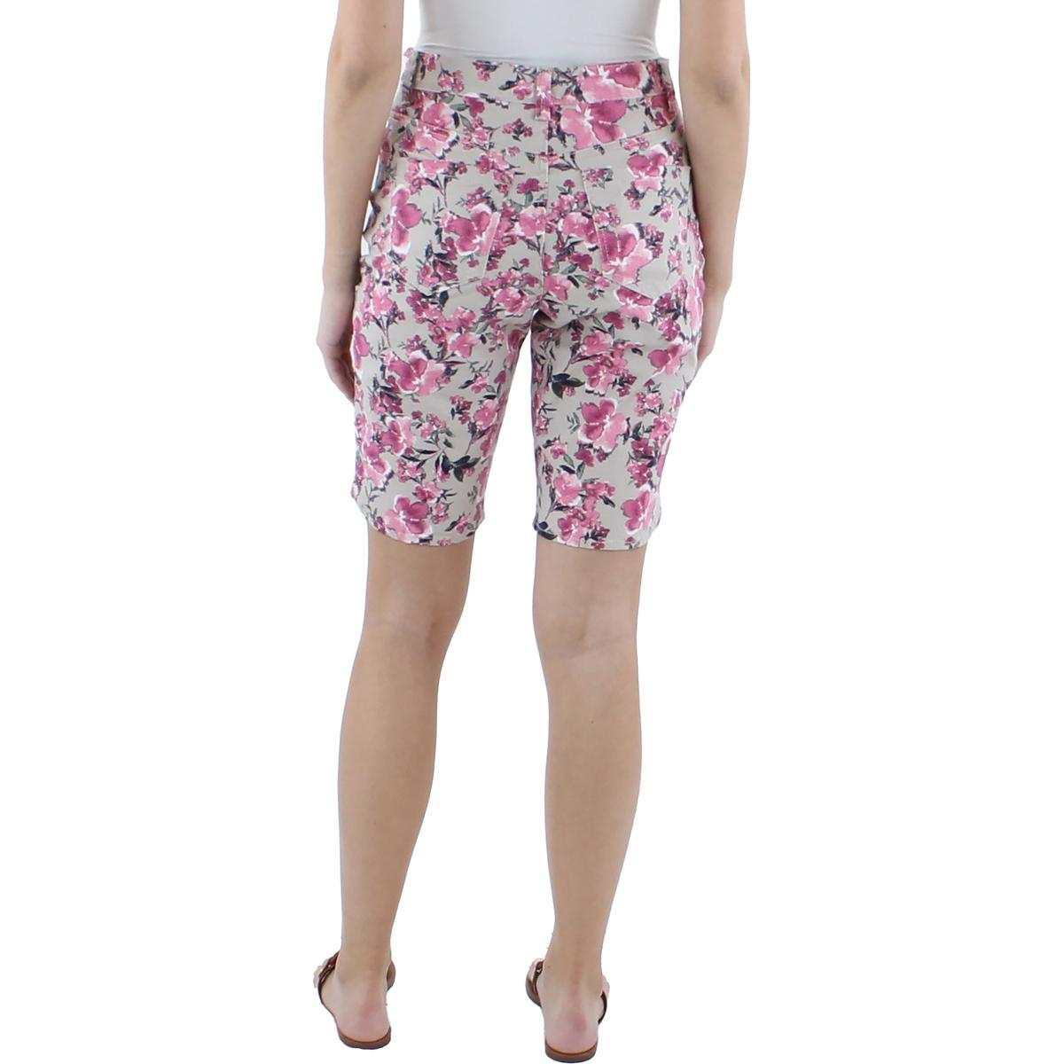 Gloria Vanderbilt Womens Pockets Floral Denim Shorts