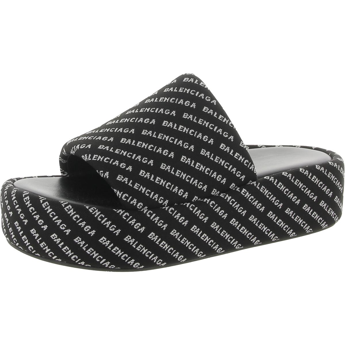 Balenciaga Womens Logo Slip On Platform Sandals display picture 2