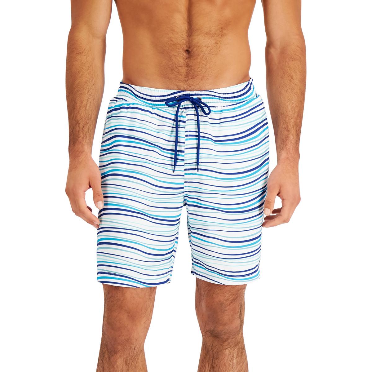 CLUB ROOM Mens Striped Beachwear Swim Trunks