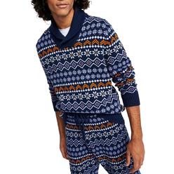 Sun + Stone Mens Cotton Shawl Neck Pullover Sweater