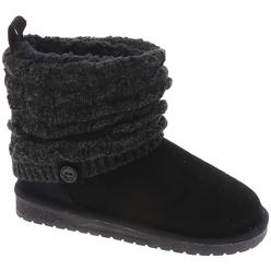 Muk Luks Womens Faux Leather Knit Ankle Boots