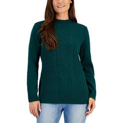 KAREN SCOTT Cable Knit Sweater Womens Cable Knit Crewneck Pullover Sweater