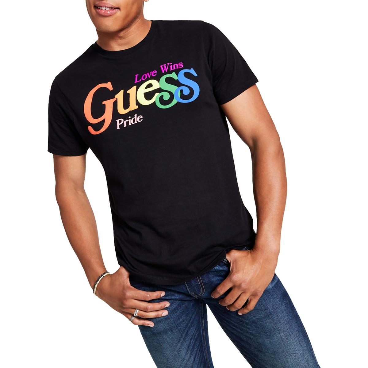 Guess Mens Pride Logo Graphic T-Shirt
