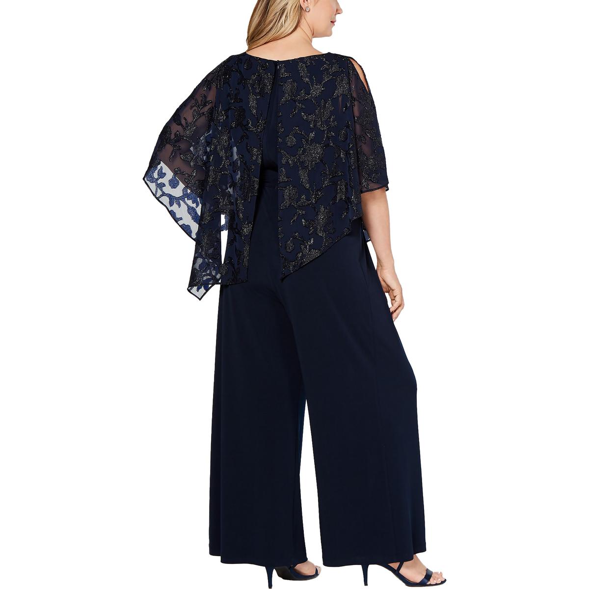 Connected Apparel Plus Womens Printed Overlay Jumpsuit
