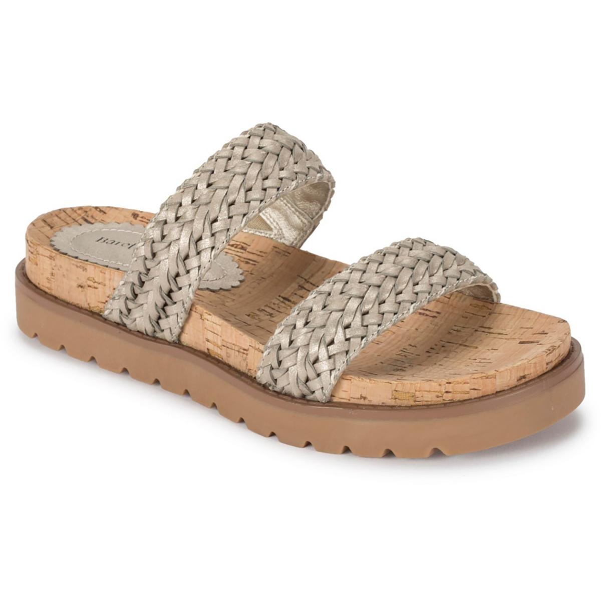 Baretraps Deanne Womens Faux Leather Braided Slide Sandals