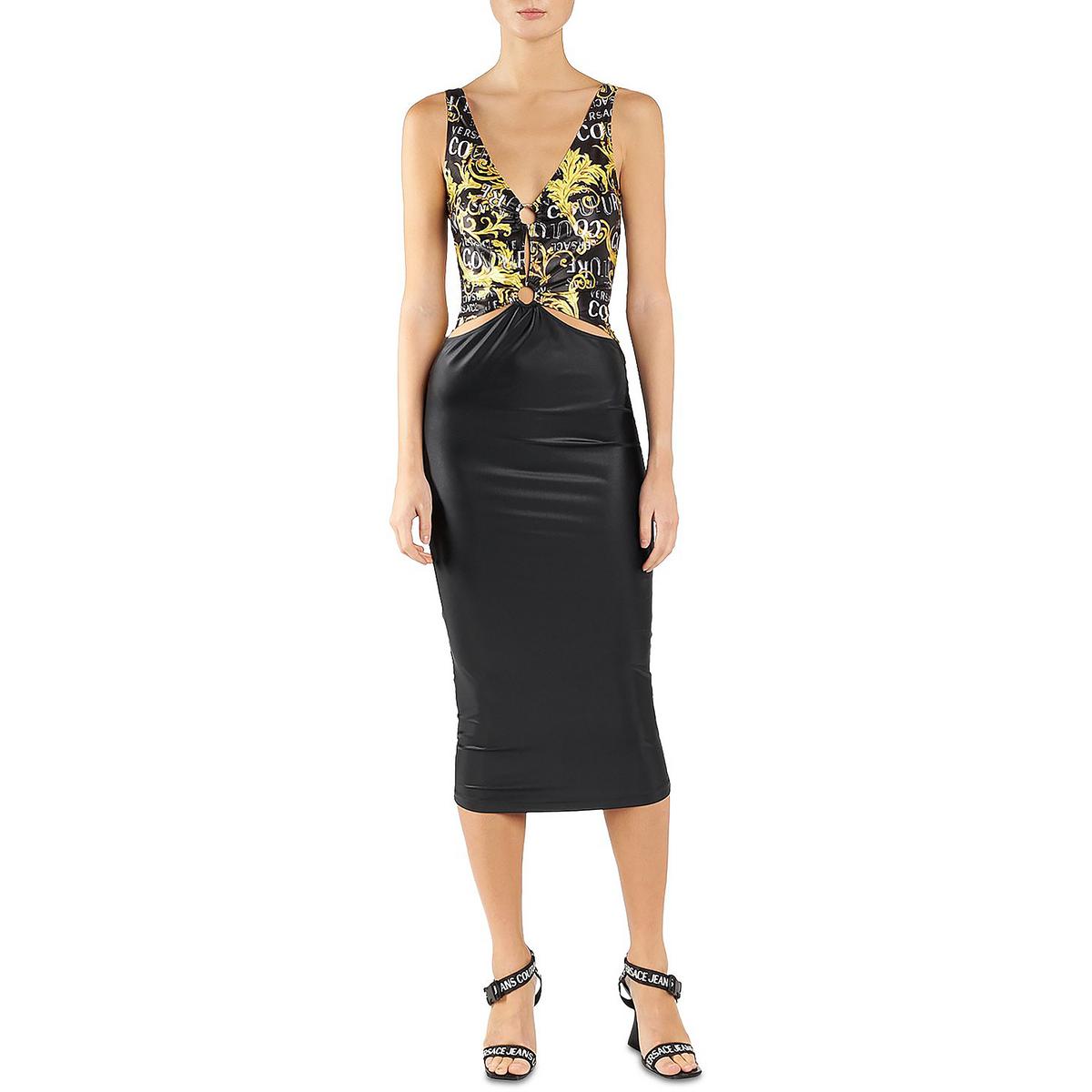 Versace Womens Cut Out Printed Bodycon Dress