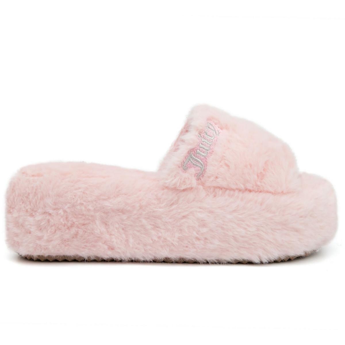 Juicy Couture JC WORLD Womens Faux Fur Slip On Slide Slippers