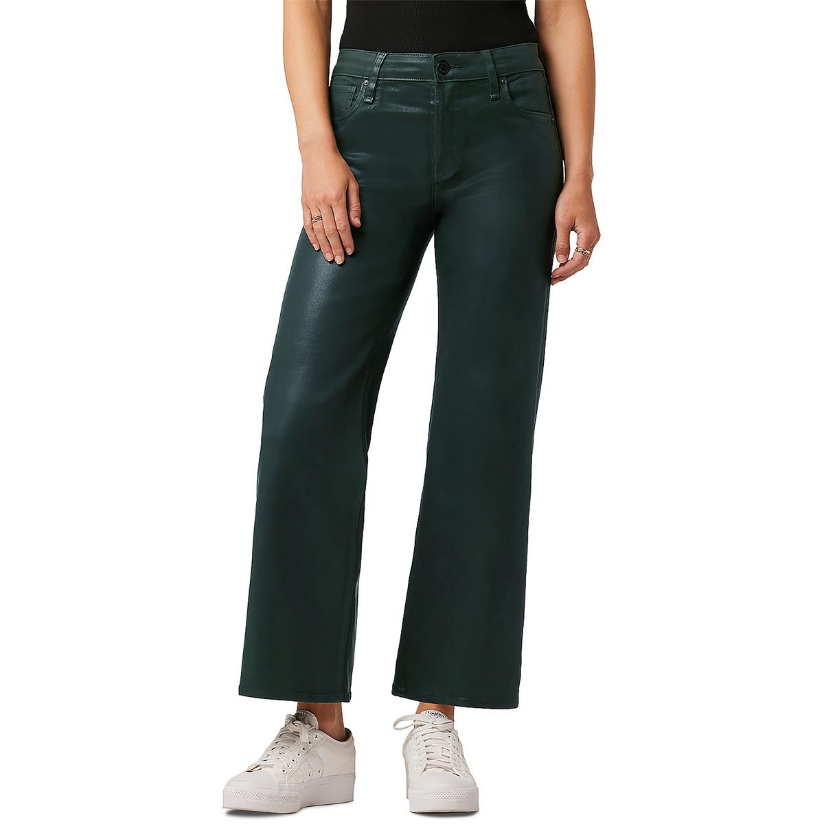 Hudson Womens Cropped Coated Wide Leg Jeans