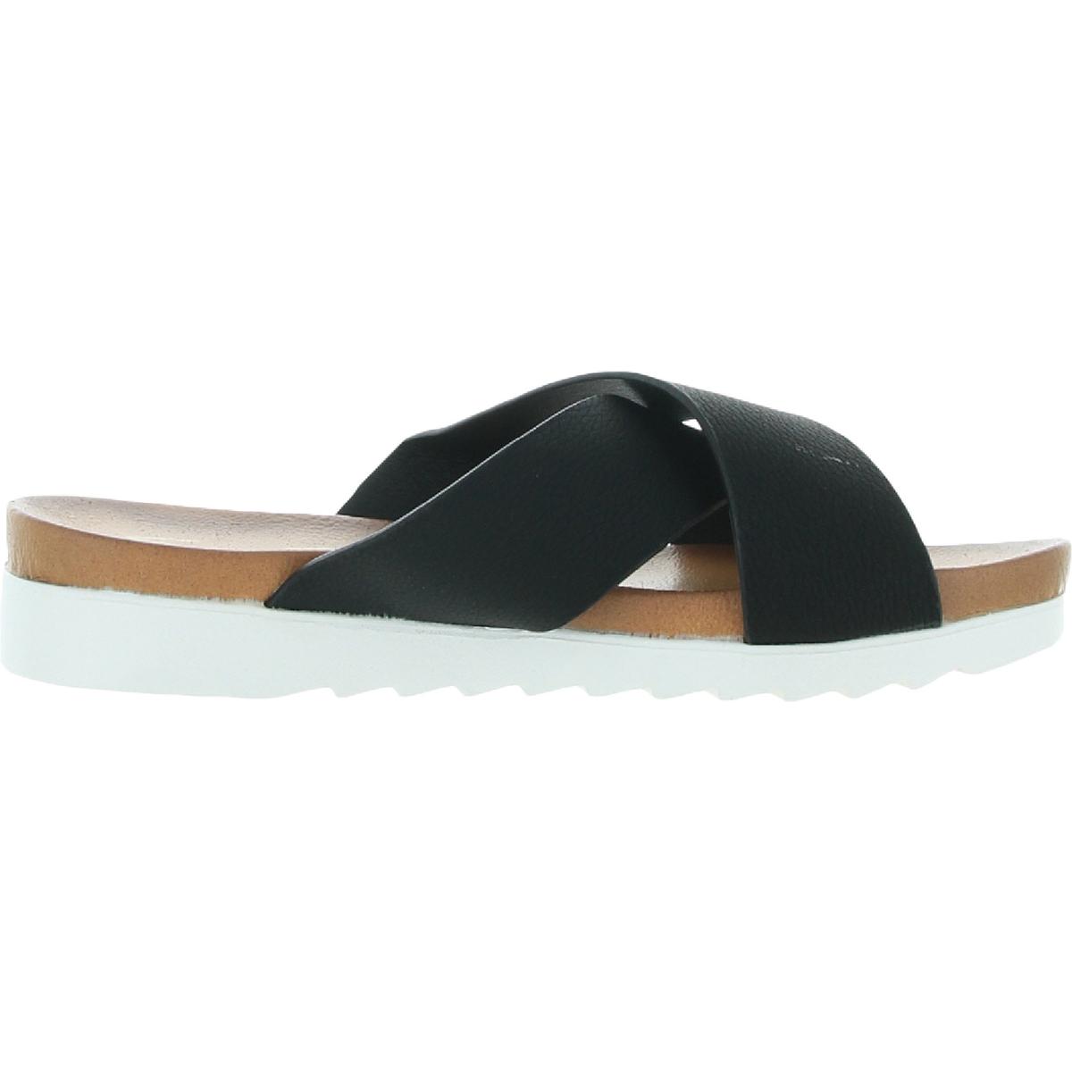 Seven7 Jade Womens Faux Leather Flat Slide Sandals