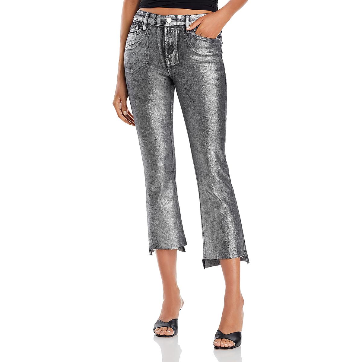 Frame USA Womens Coated Cropped Bootcut Jeans
