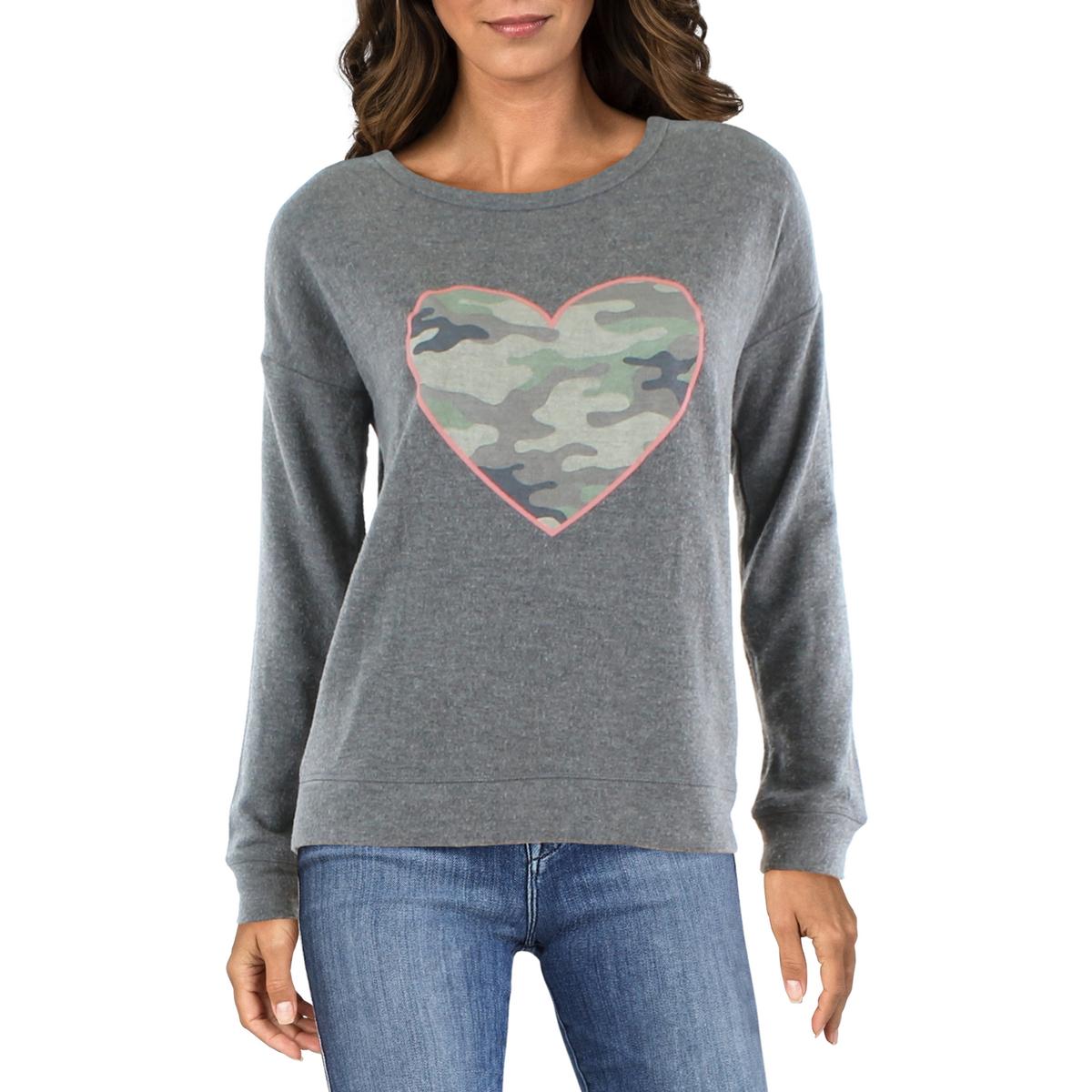 Aqua Womens Camo Heart Comfy Sweatshirt