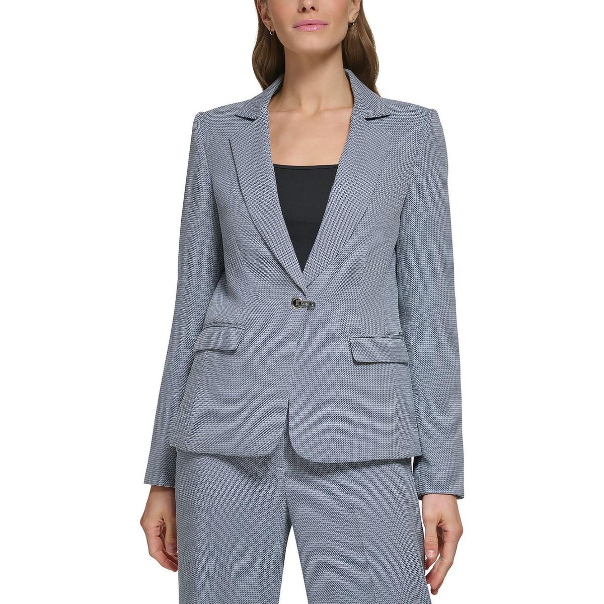 DKNY Petites Womens Pattern Business One-Button Blazer